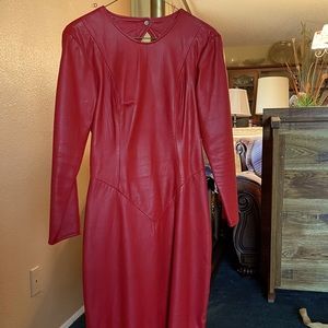 Firenze red leather dress. Open back